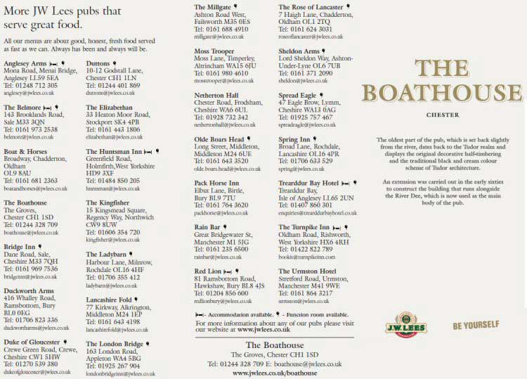 The Boat House Inn Chester Menu Page Two